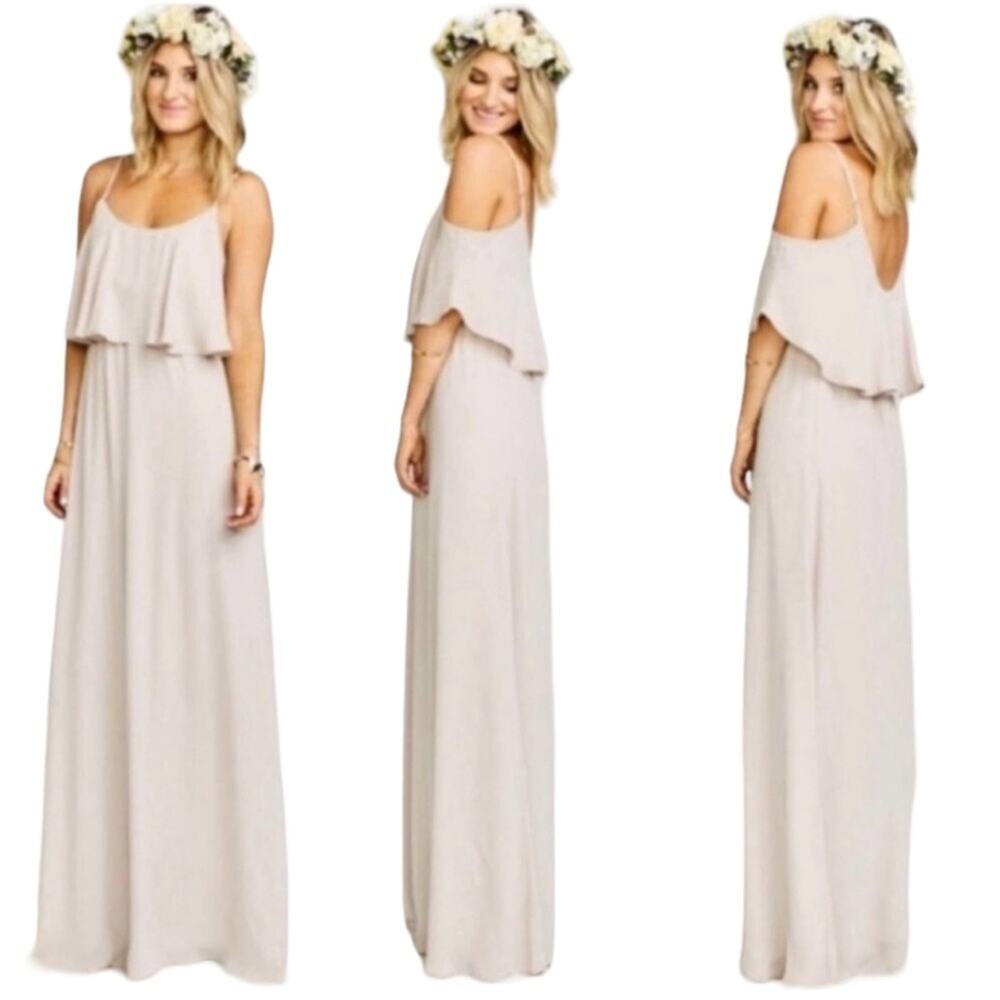 Show Me Your Mumu Caitlin Ruffle Maxi Bridesmaid Prom Cream Dress Size XXS NWT